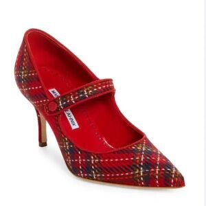 Manolo Blahnik Compari Tartan Mary Jane